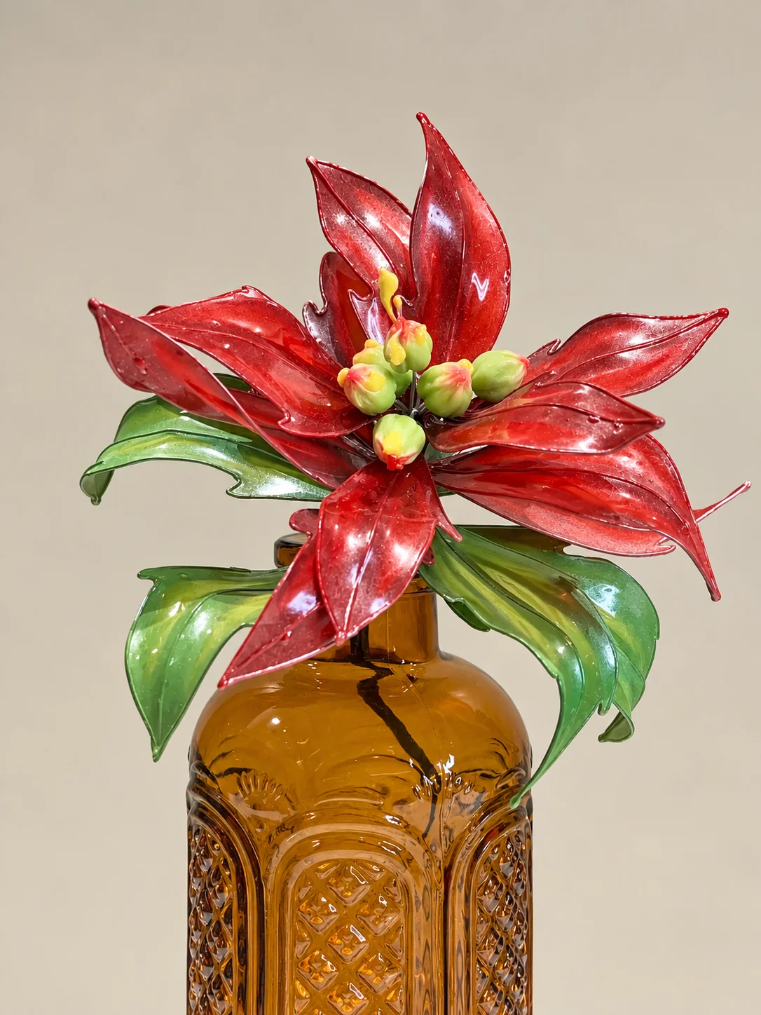 聖誕紅水晶花作品
